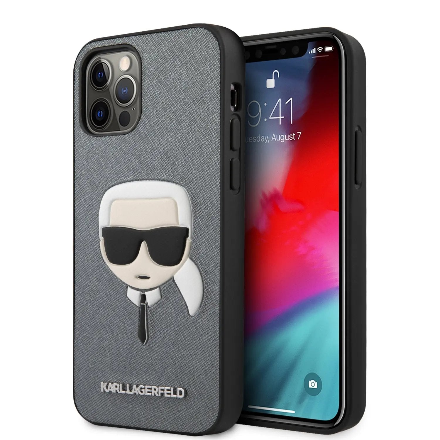 Karl Lagerfeld "karl's Head" Saffiano Hard Case Θήκη Προστασίας Απο Δερματινη – Iphone 12 / 12 Pro (silver – Klhcp12msakhsl) – PhoneBazaar