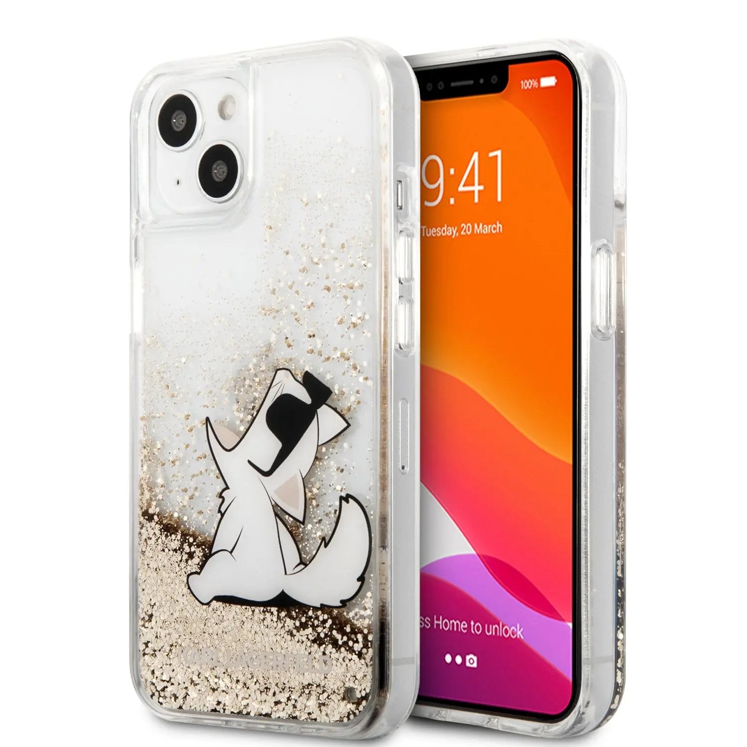 Karl Lagerfeld Liquid Glitter Case Choupette Fun Θήκη Προστασίας – Iphone 13 (clear/glitter Gold) – PhoneBazaar