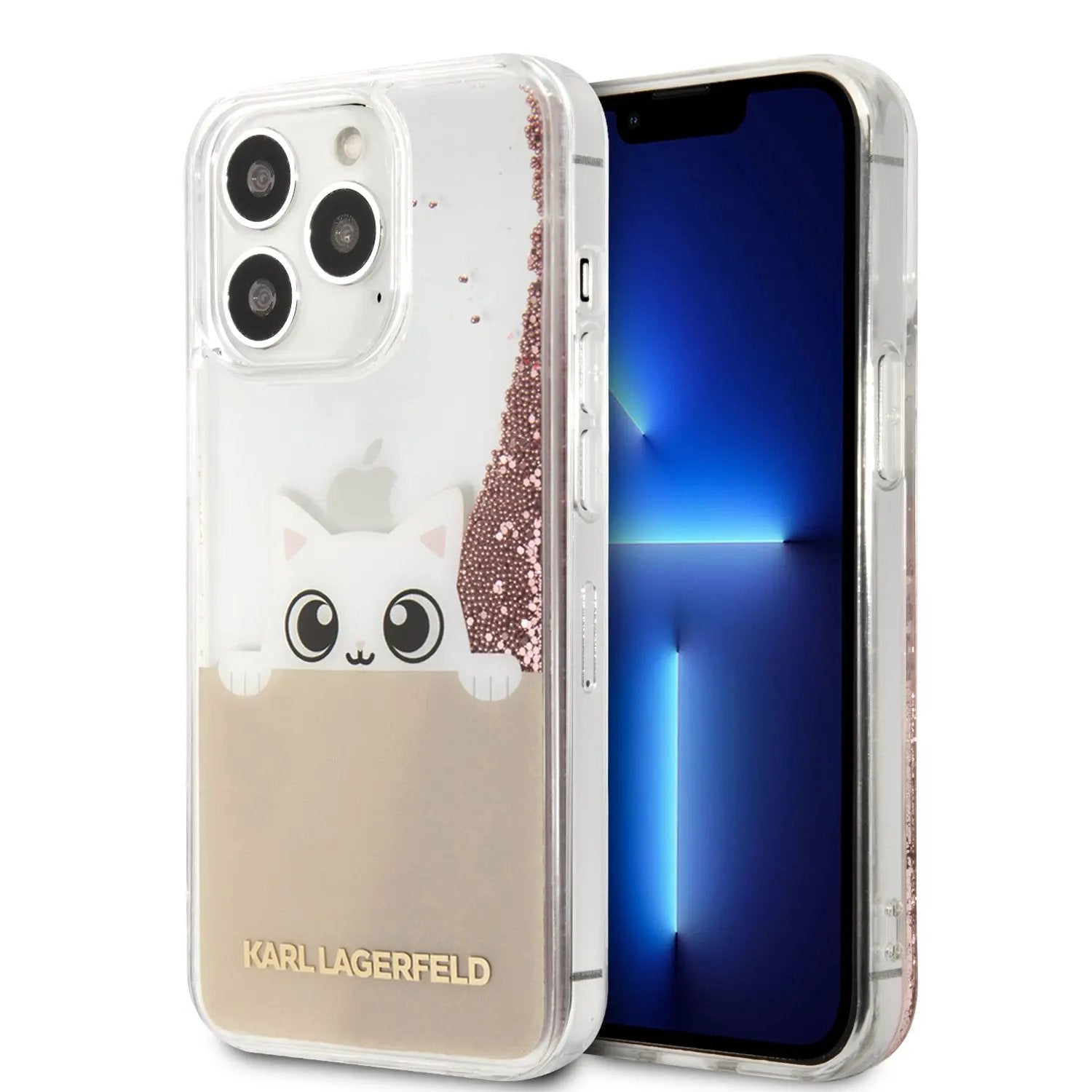 Karl Lagerfeld Liquid Glitter Case "Peek a Boo Cover" Θήκη προστασίας – iPhone 13 Pro Max (Clear/Glitter Pink) – PhoneBazaar