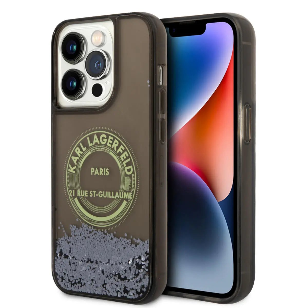 Karl Lagerfeld Liquid Glitter “st.guillaume Logo Collection” Translucent Case Θήκη Προστασίας – Iphone 14 Pro (clear Black/glitter) – PhoneBazaar