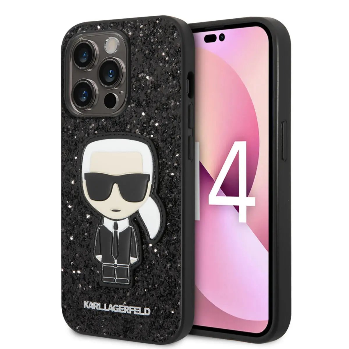 Karl Lagerfeld Glitter Flakes Case With Ikonik Patch And Metal Logo Θήκη Προστασίας Απο Σιλικόνη – Iphone 14 Pro Max (glitter Black) – PhoneBazaar