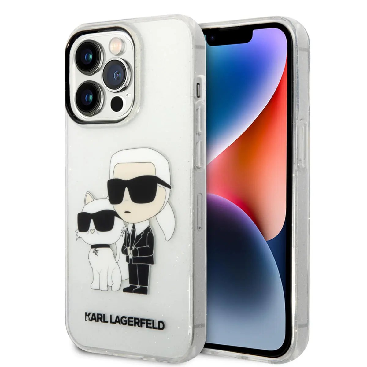Karl Lagerfeld Ikonik Back Cover Case Karl & Choupette Διάφανη Θήκη Προστασίας Απο Tpu / Pc – Iphone 14 Pro Max (clear Glitter) – PhoneBazaar