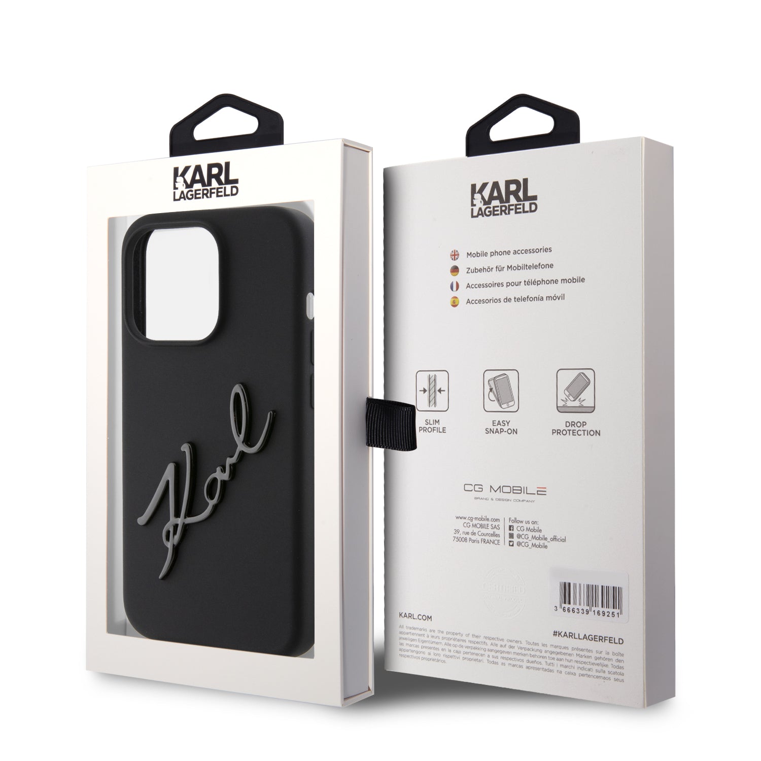 Karl Lagerfeld Crossbody Ikonik Hard Case Θήκη προστασίας από σιλικόνη – iPhone 15 (Black – KLHCP15SSCBSKNK)