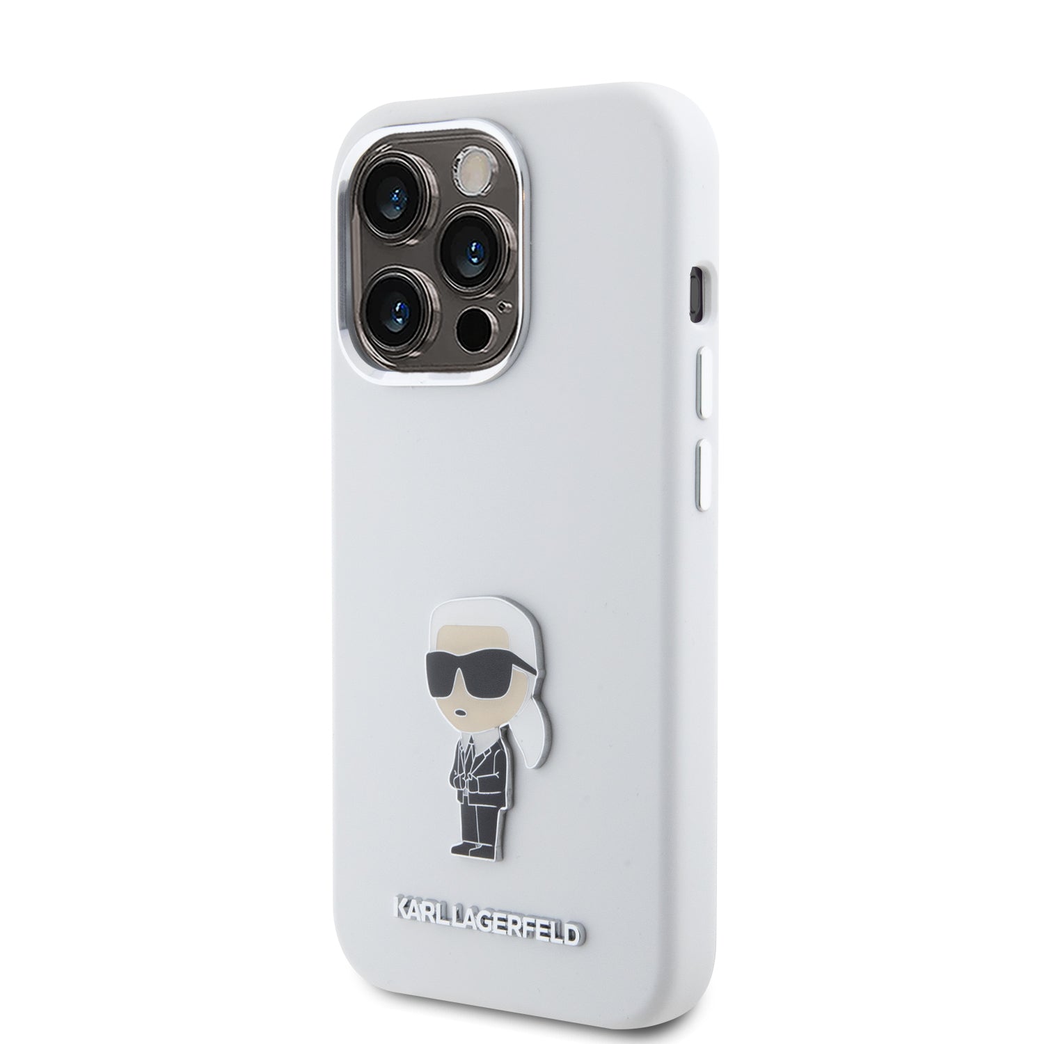 Karl Lagerfeld Ikonik Metal Pin Hard Case Θήκη προστασίας από σιλικόνη  – iPhone 15 Pro (White – KLHCP15LSMHKNPH)