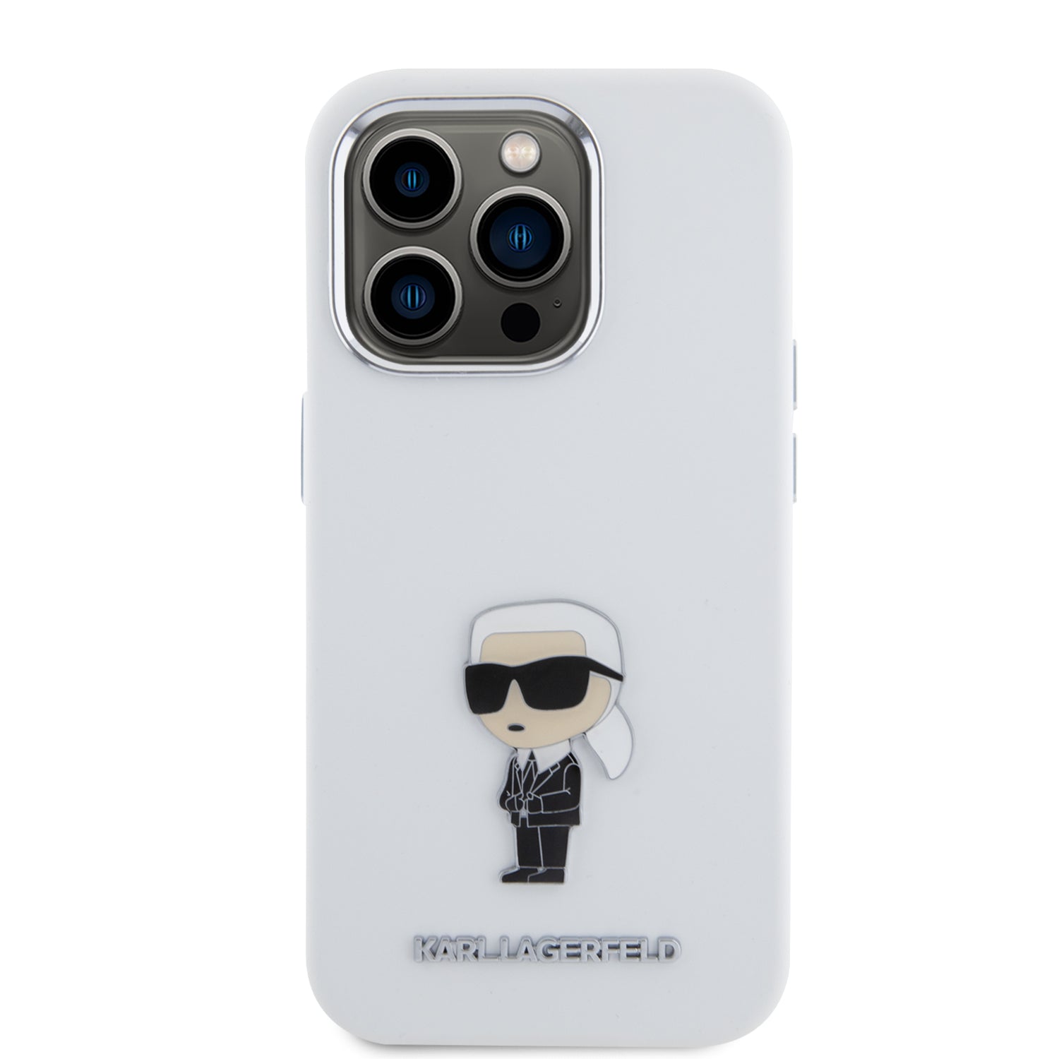 Karl Lagerfeld Ikonik Metal Pin Hard Case Θήκη προστασίας από σιλικόνη  – iPhone 15 Pro (White – KLHCP15LSMHKNPH)