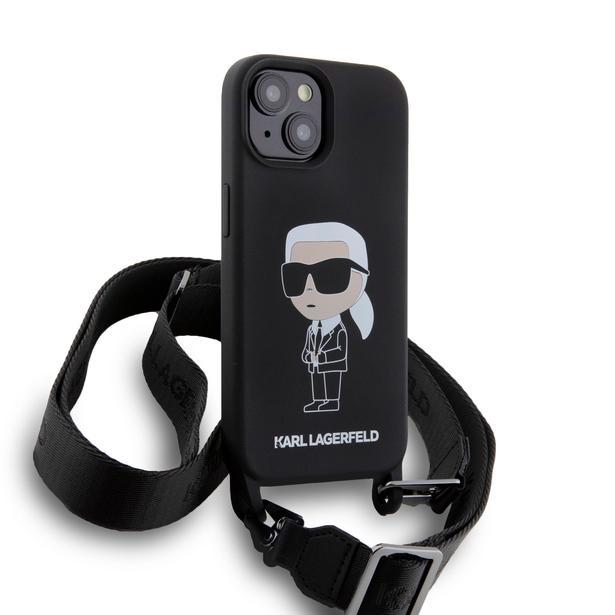 Karl Lagerfeld Crossbody Ikonik Hard Case Θήκη προστασίας από σιλικόνη – iPhone 15 (Black – KLHCP15SSCBSKNK)