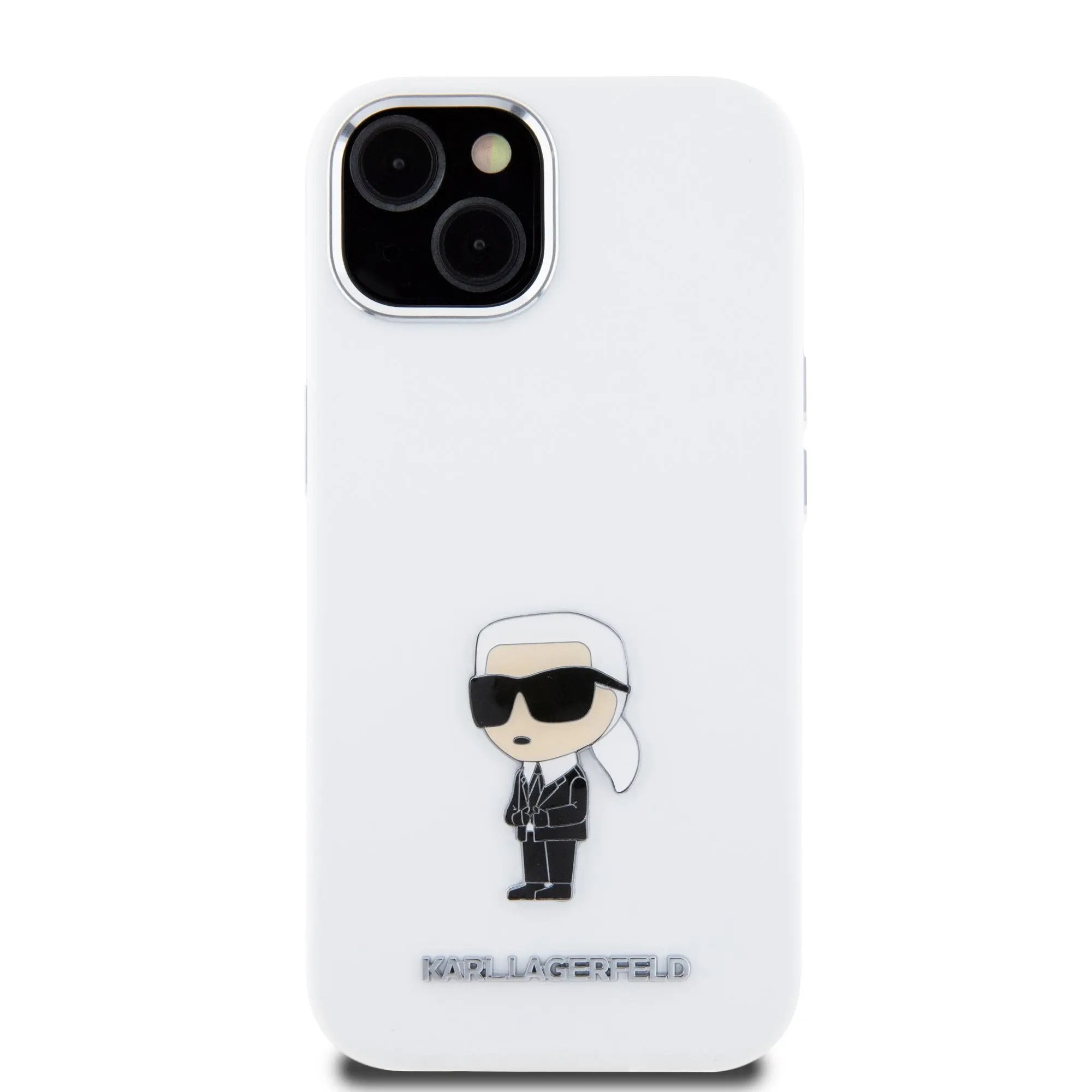 Karl Lagerfeld Ikonik Metal Pin Hard Case Θήκη Προστασίας Απο Σιλικόνη – Iphone 15 (white – Klhcp15ssmhknph) – PhoneBazaar
