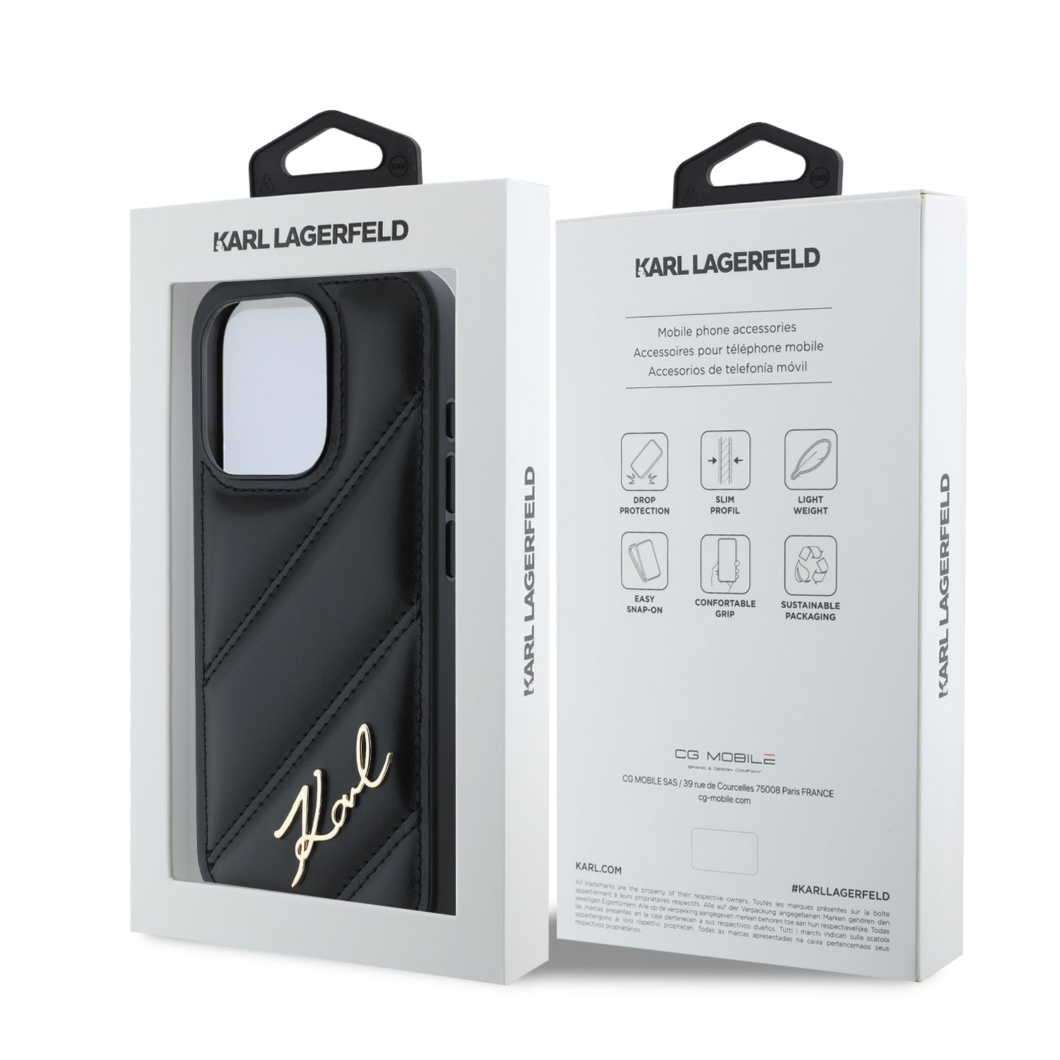 Karl Lagerfeld “Quilted Metal Signature Logo Collection” Case Θήκη προστασίας από δερματίνη – iPhone 15 Pro Max (Μαύρο – KLHCP15XPQDSMGK)