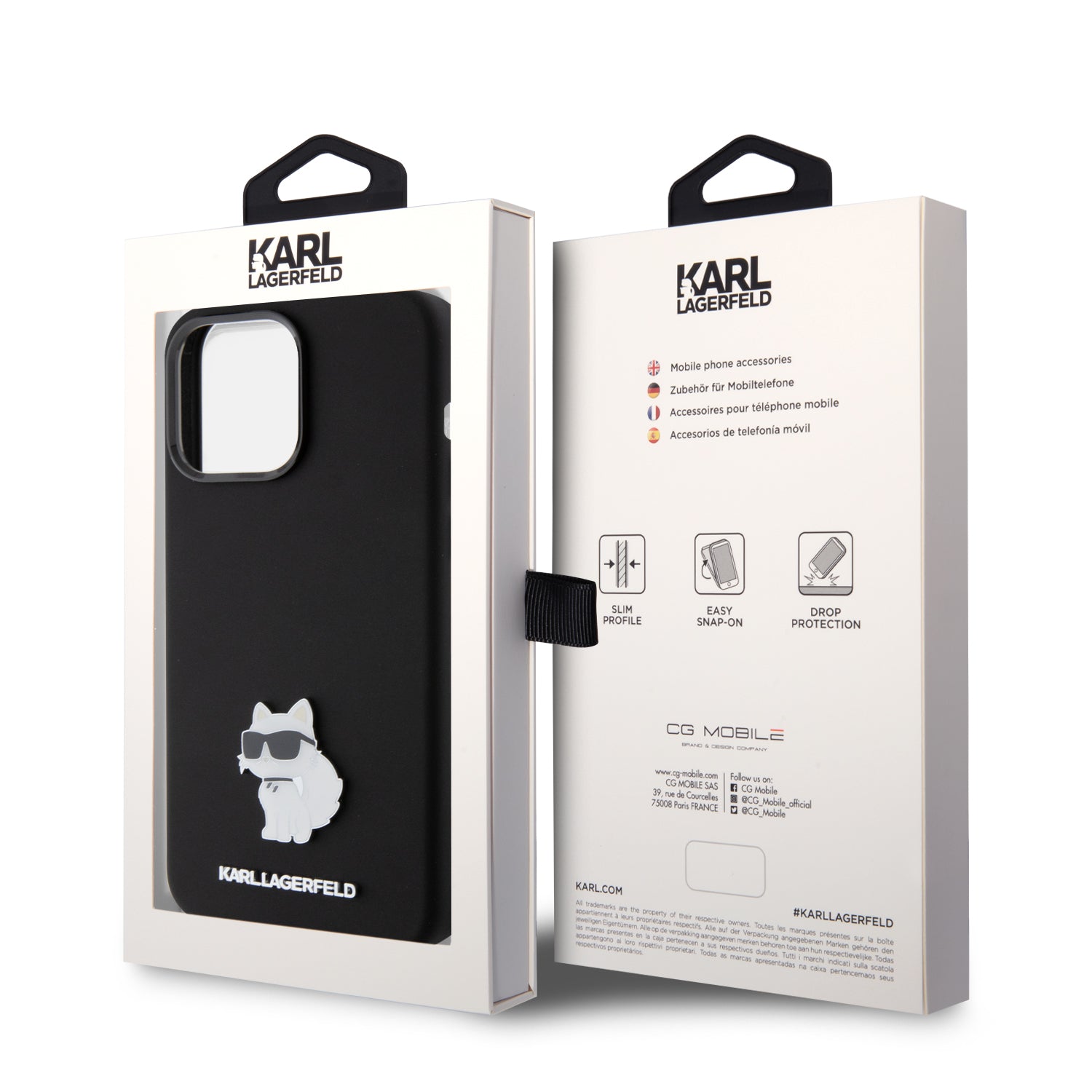 Karl Lagerfeld Choupette Metal Pin Hard Case Θήκη προστασίας από σιλικόνη  – iPhone 15 Pro Max (Black – KLHCP15XSMHCNPK)