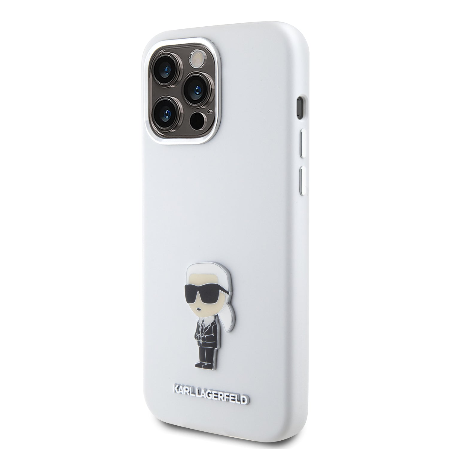 Karl Lagerfeld Ikonik Metal Pin Hard Case Θήκη προστασίας από σιλικόνη  – iPhone 15 Pro Max (White – KLHCP15XSMHKNPH)