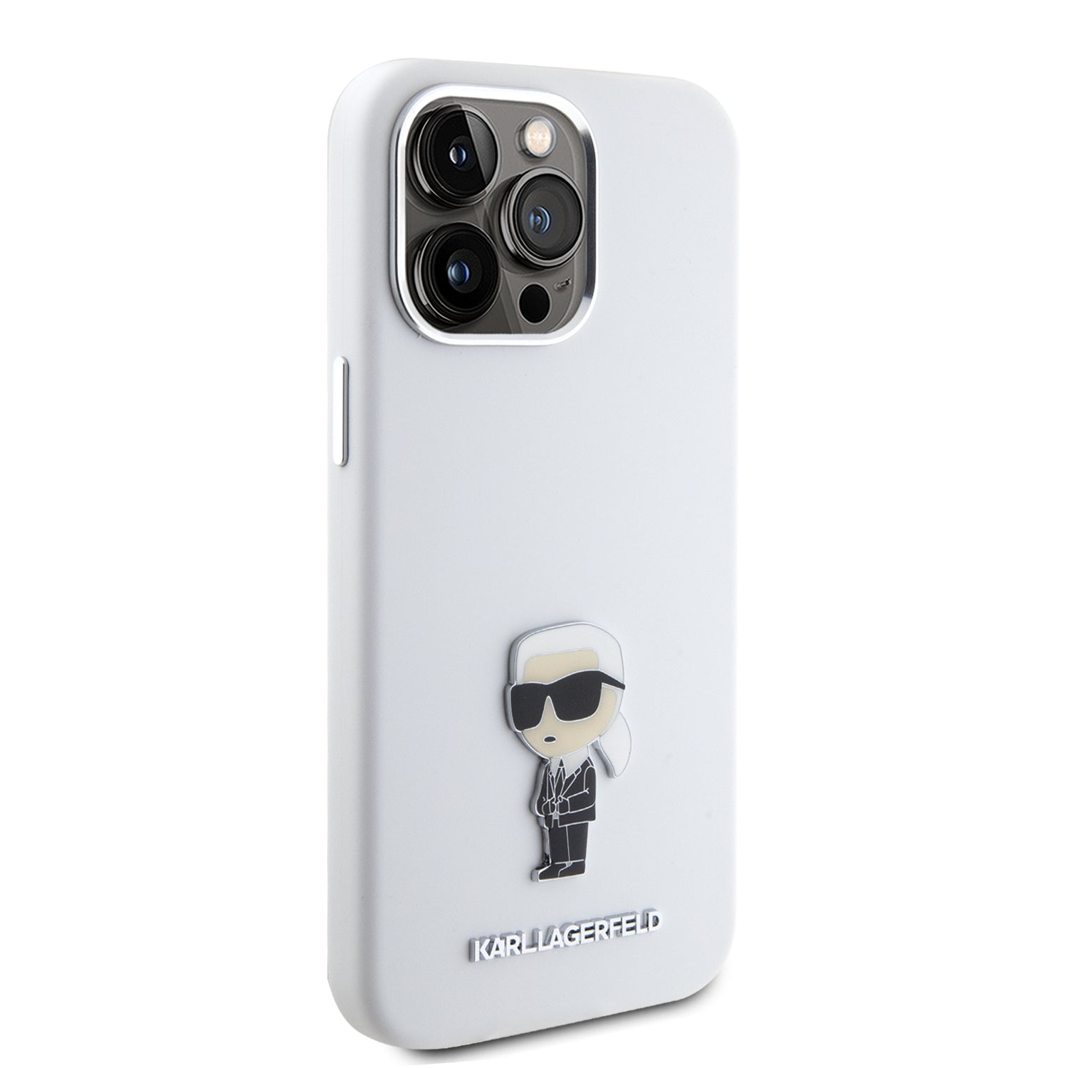 Karl Lagerfeld Ikonik Metal Pin Hard Case Θήκη προστασίας από σιλικόνη  – iPhone 15 Pro Max (White – KLHCP15XSMHKNPH)