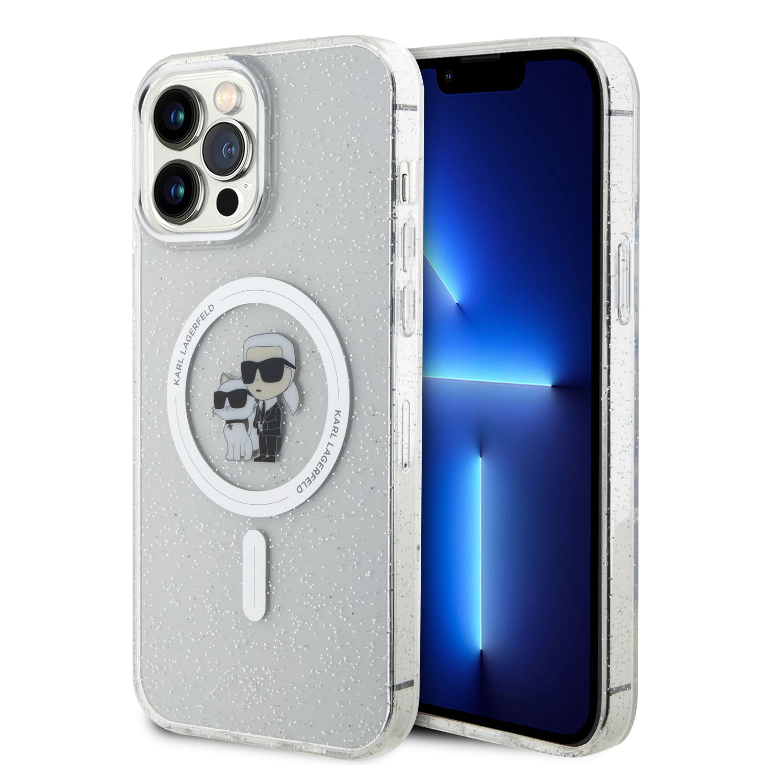 Karl Lagerfeld Magsafe Ringstand Case IML Karl+Choupette Θήκη προστασίας από σκληρό πλαστικό για iPhone 13 Pro Max (Clear – KLHMP13XHGKCNOT) – PhoneBazaar