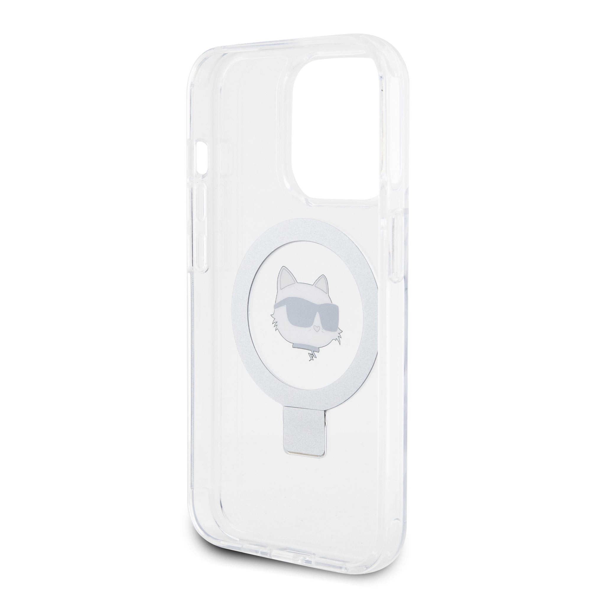 Karl Lagerfeld Magsafe Ringstand Case “Choupette’s Head” Θήκη προστασίας από σκληρό πλαστικό για iPhone 15 Pro (White – KLHMP15LHMRSCHH)
