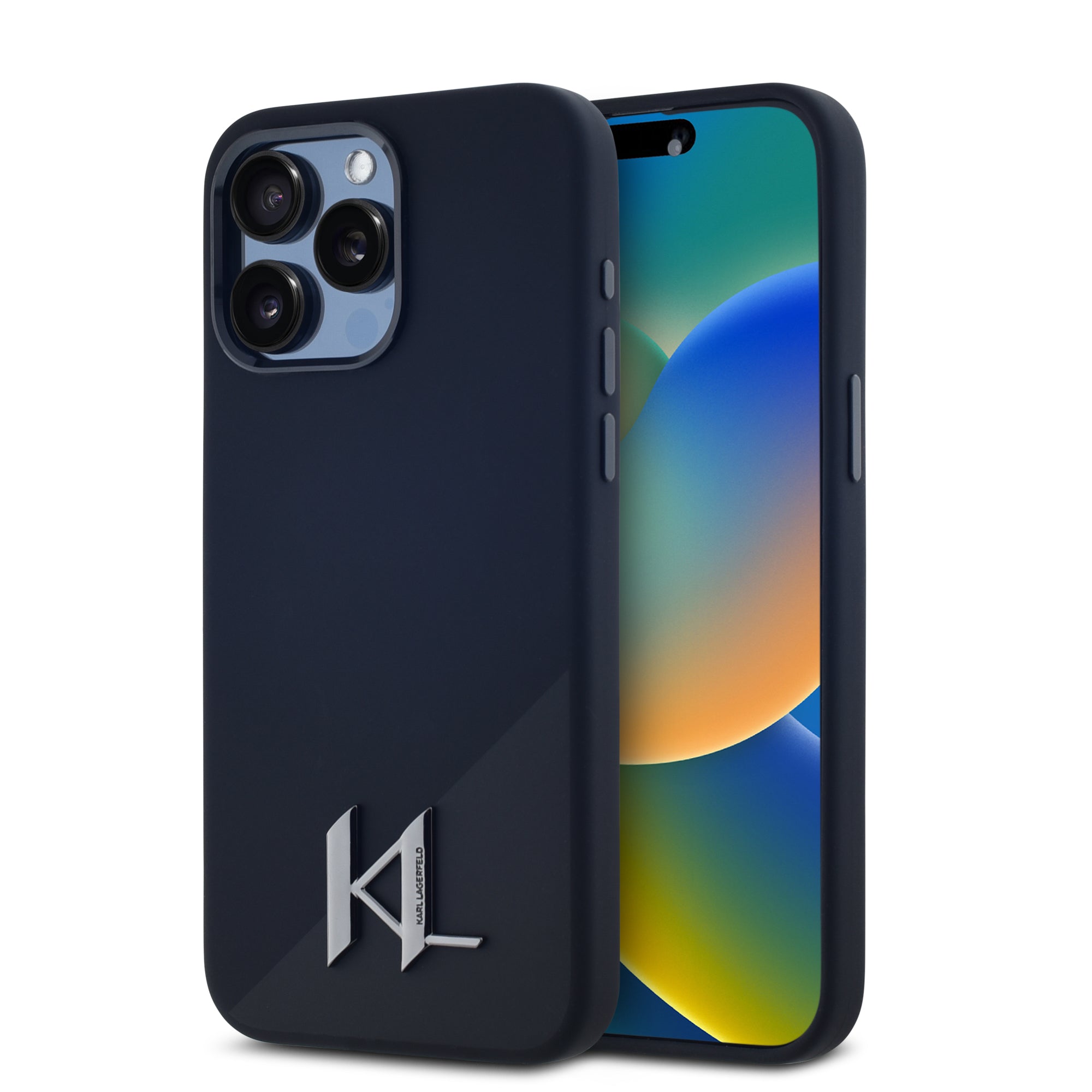 Karl Lagerfeld MagSafe Initial Metal Logo Silicone Case Θήκη προστασίας από σιλικόνη  – iPhone 15 Pro Max (Μαύρο – KLHMP15XSCMKMPCK) – PhoneBazaar