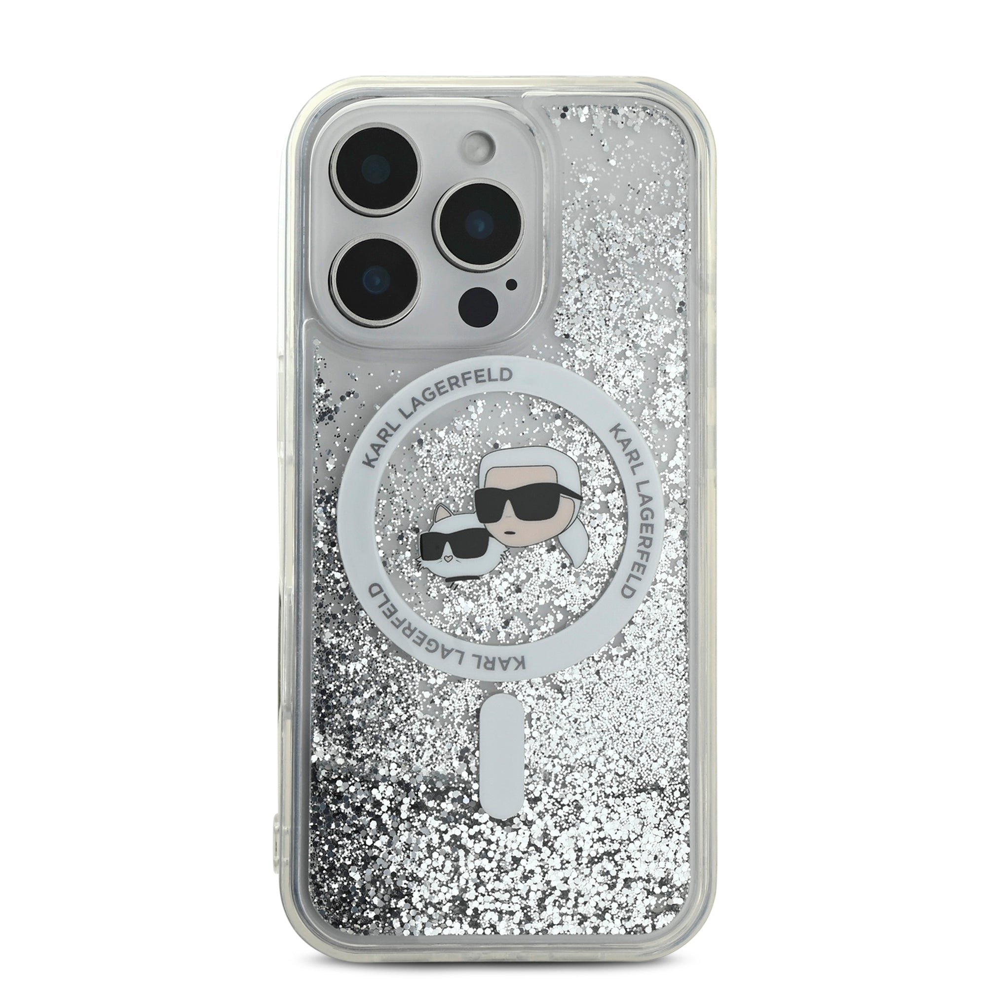 Karl Lagerfeld Magsafe Ringstand Liquid Glitter Hard Case Θήκη προστασίας από σκληρό πλαστικό – iPhone 16 Pro (Glitter Διάφανη – KLHMP16LLGKCSGH)