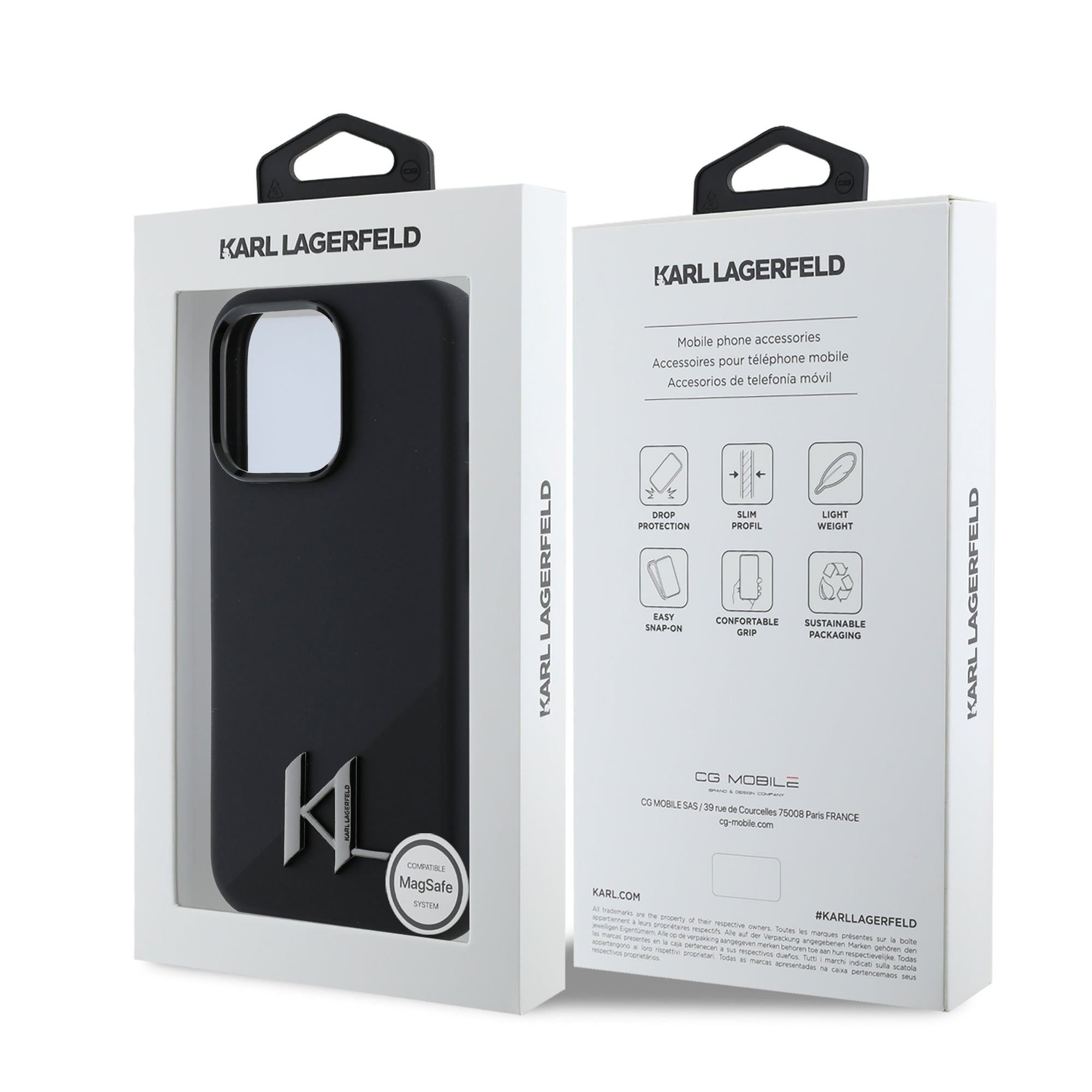 Karl Lagerfeld MagSafe Shadow Metal Initial Logo Silicone Case Θήκη προστασίας από σιλικόνη  – iPhone 16 Pro (Μαύρο – KLHMP16LSCMKMPCK)