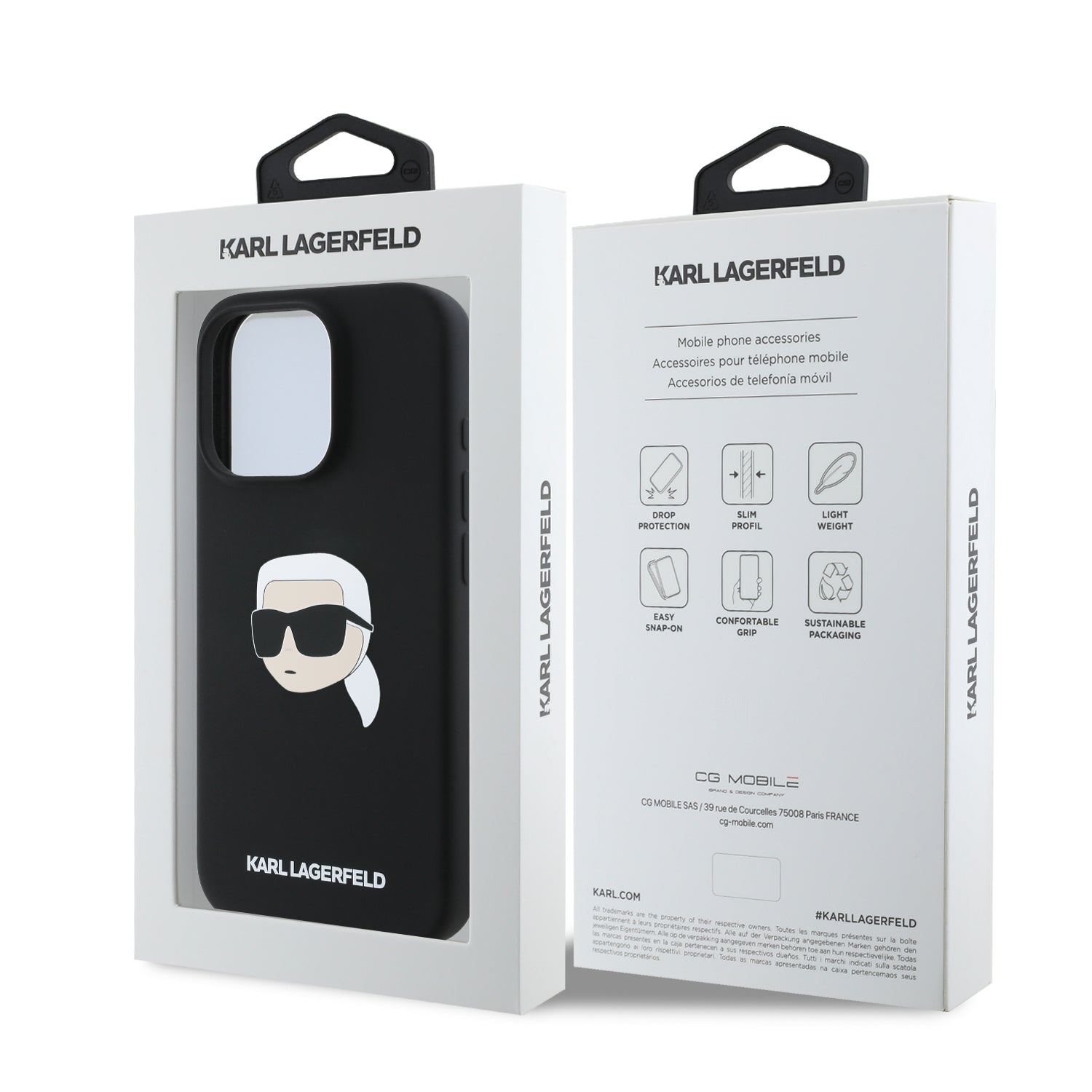 Karl Lagerfeld Magsafe Karl's Head Print Case Θήκη προστασίας από σιλικόνη – iPhone 16 Pro (Μαύρο – KLHMP16LSKHPPLK)