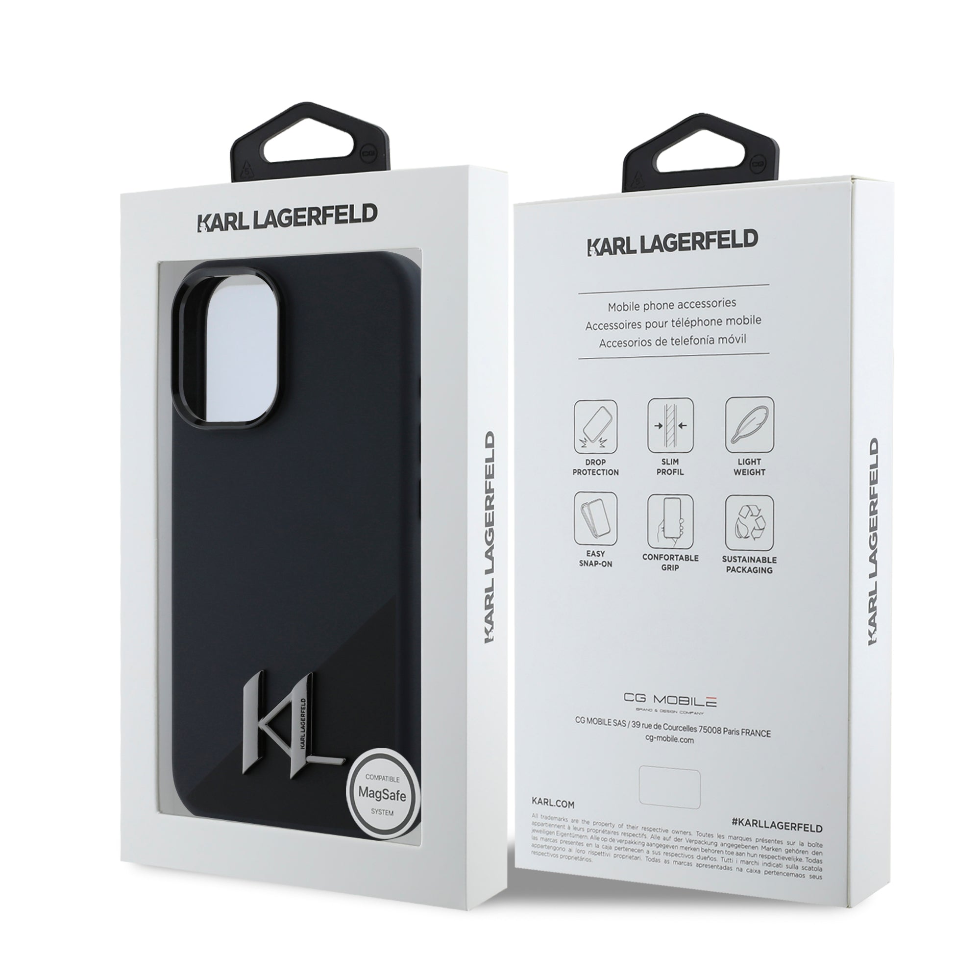 Karl Lagerfeld MagSafe Initial Metal Logo Silicone Case Θήκη προστασίας από σιλικόνη  – iPhone 16 (Μαύρο – KLHMP16SSCMKMPCK)