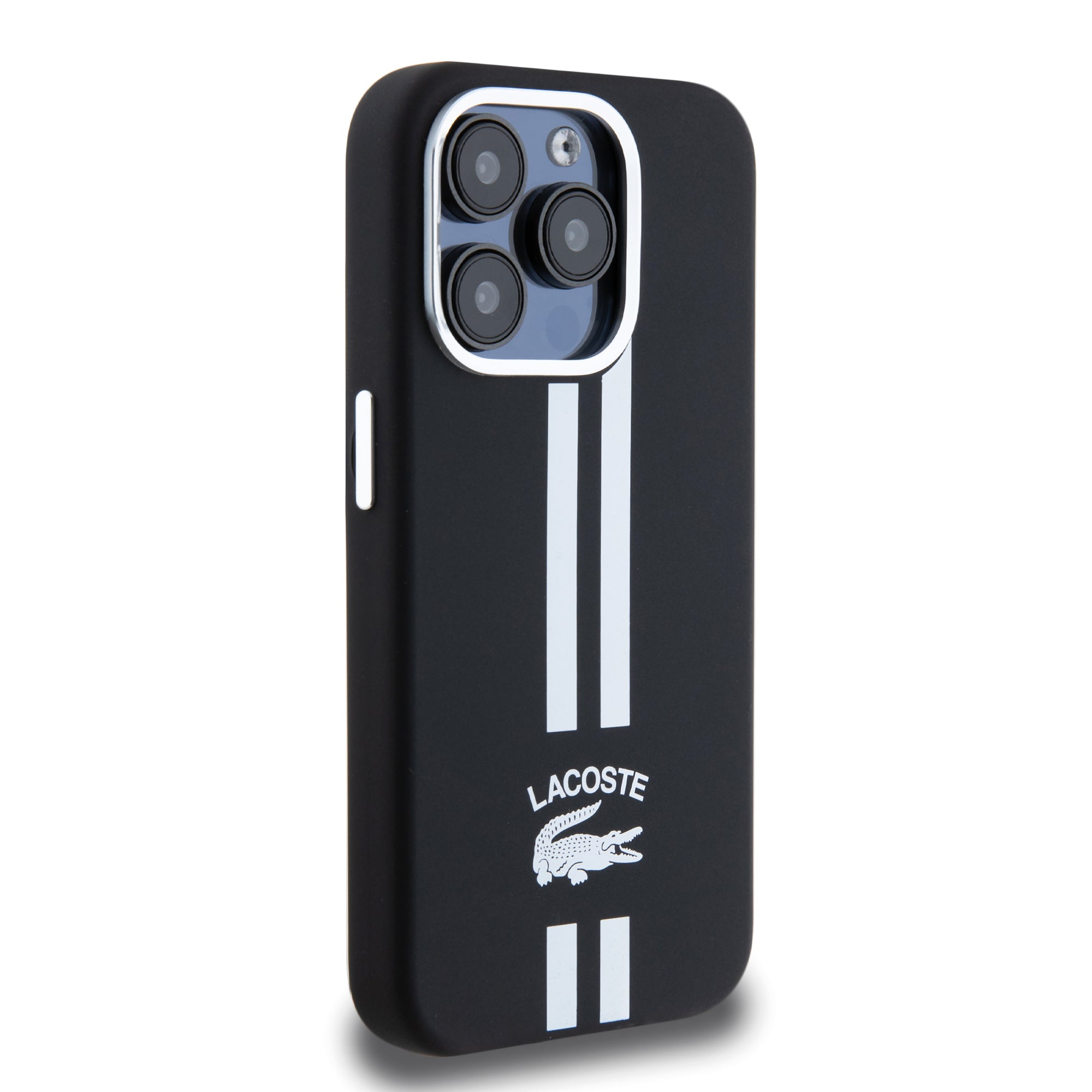 Lacoste Stripes Hard Case Θήκη προστασίας από Liquid σιλικόνη για iPhone 15 Pro (Μαύρο)