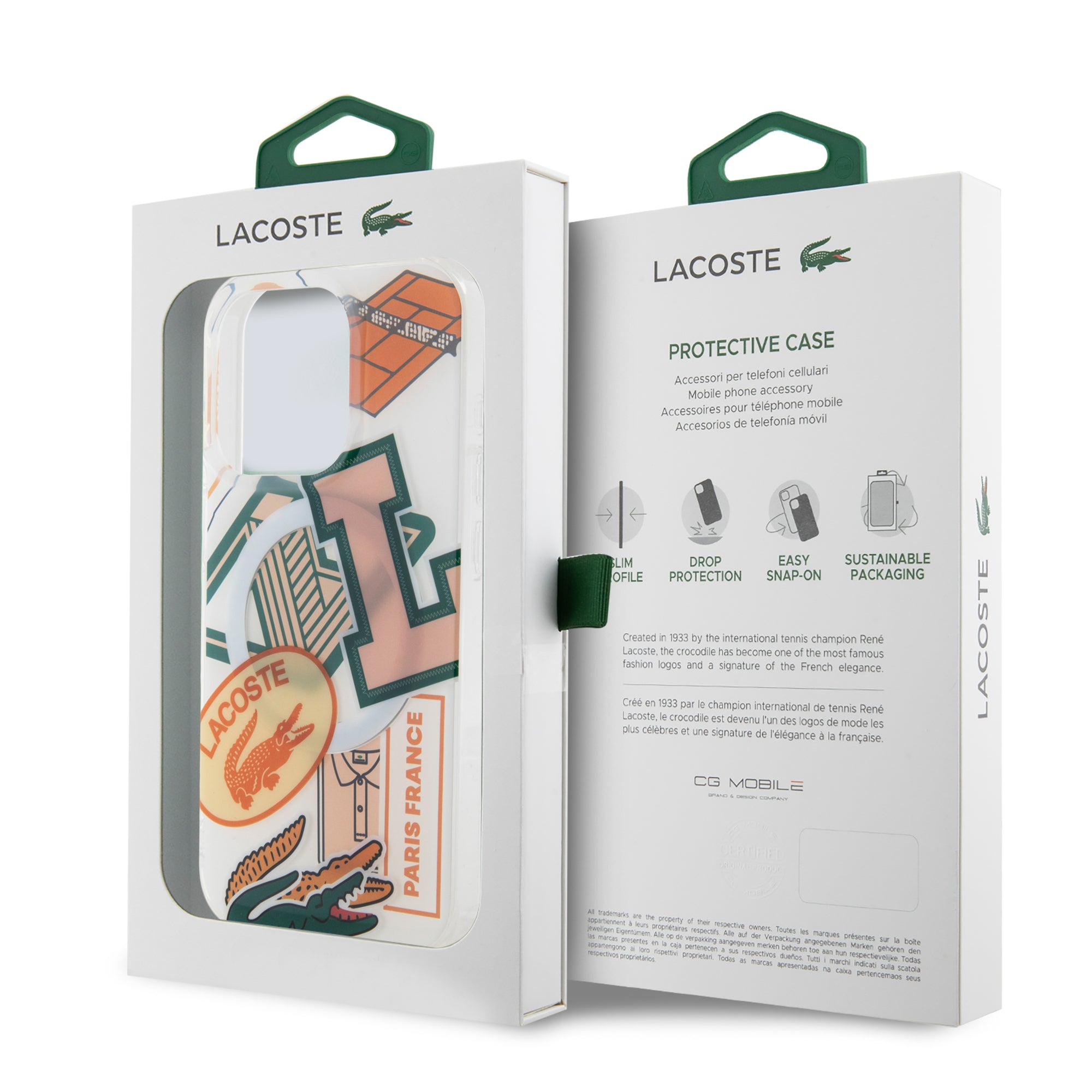 Lacoste Magsafe Double Layer Patch Hard Case Θήκη προστασίας από Σιλικόνη για iPhone 15 Pro (White/Orange)