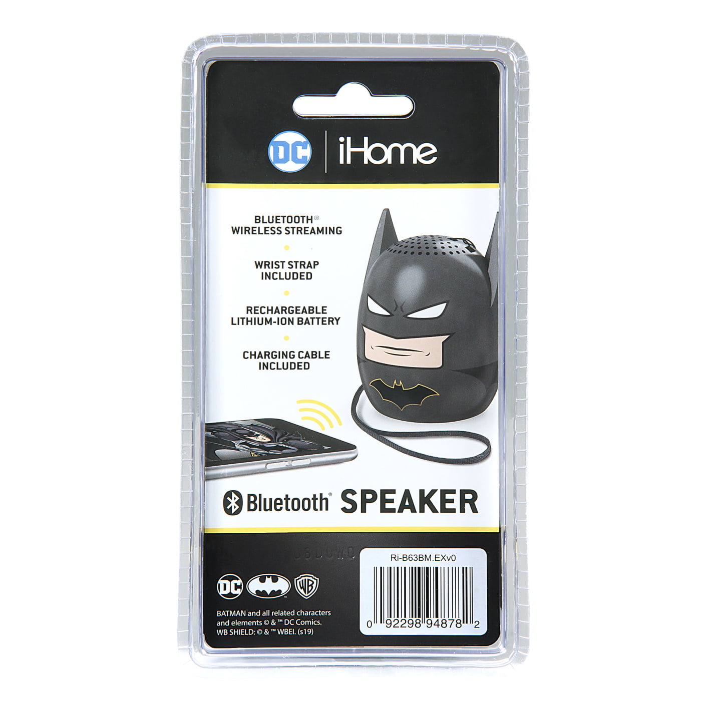 eKids Batman Φορητό ηχείο Bluetooth για παιδιά με λουράκι καρπού (Γκρι/Μαύρο)