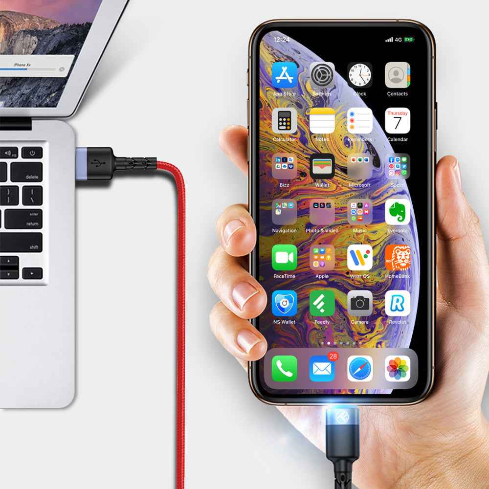 Tellur - Glowing Connection -  USB to Lightning Led Cable 3A - Red