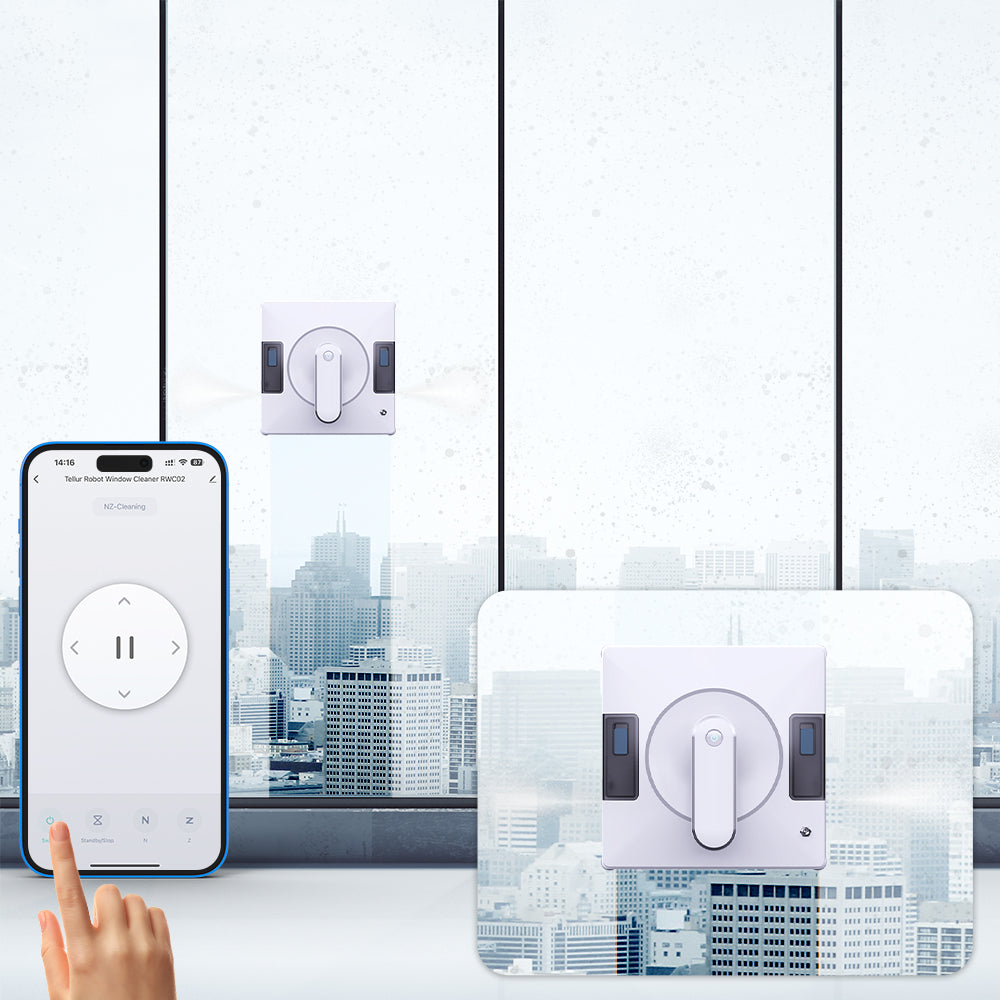 Tellur Smart WiFi Ρομπότ Καθαρισμού Τζαμιών RWC02, 72W, με 2 Δεξαμενές Νερού & Αντιολισθητική Προστασία – Λευκό
