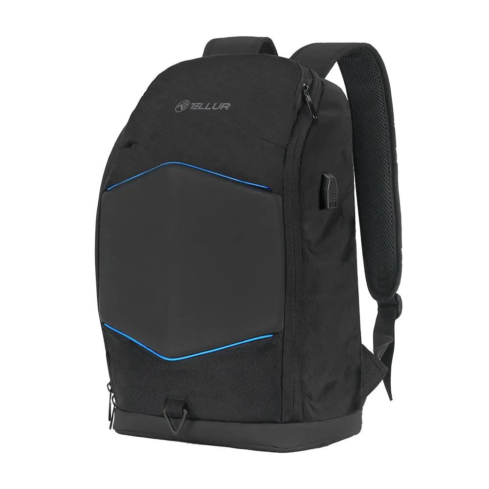 Tellur GlowPack Laptop Backpack Ευρύχωρο Backpack με LED λωρίδες φωτισμού και θήκη για laptop έως 15,6" – Black (TLL611282) – PhoneBazaar