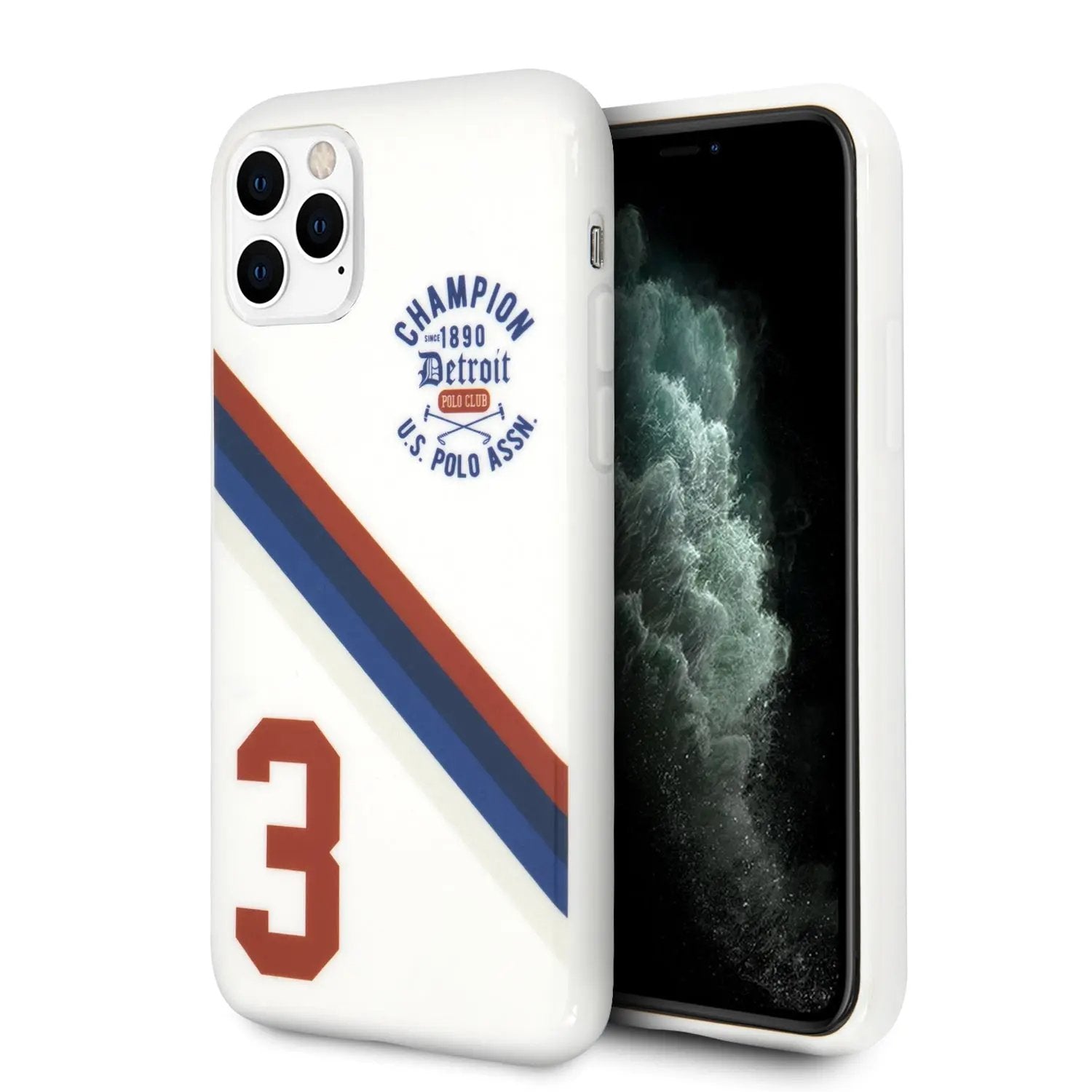 U.S. Polo Assn. “Detroit 3 Stripes Collection” Θήκη προστασίας από πολυκαρβονικό – iPhone 11 Pro Max (Λευκό – USHCN65PCDGS) – PhoneBazaar