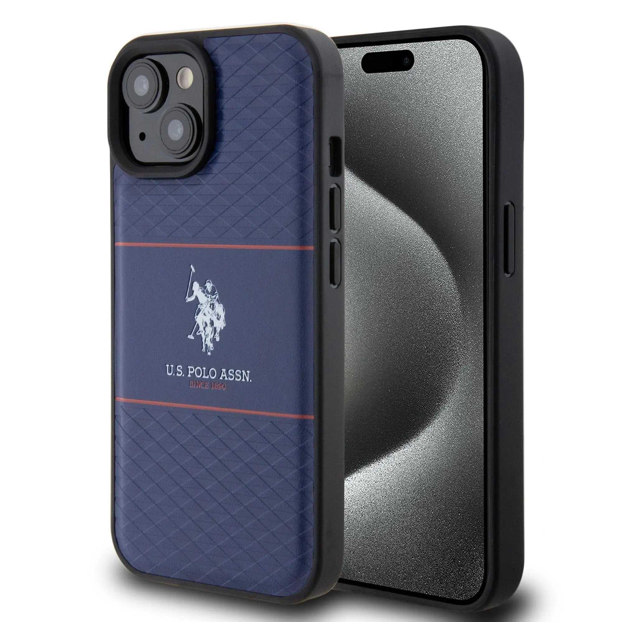 U.S. Polo Assn. HC PU Pattern Stripe – Θήκη προστασίας από σιλικόνη iPhone 15 (Navy – USHCP15SPTRV) – PhoneBazaar