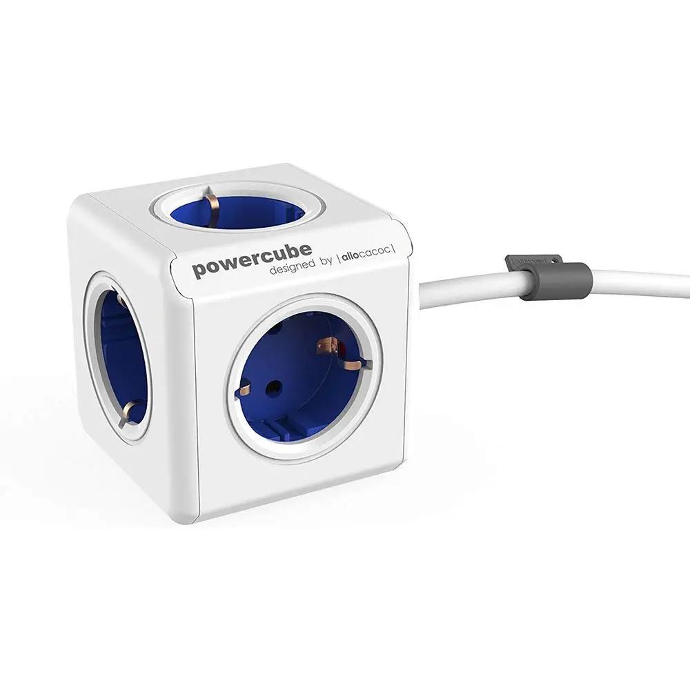 Allocacoc® PowerCube | Extended| Πολύπριζο 5 θέσεων – Μπλε – 1306BL/DEEXPC – PhoneBazaar