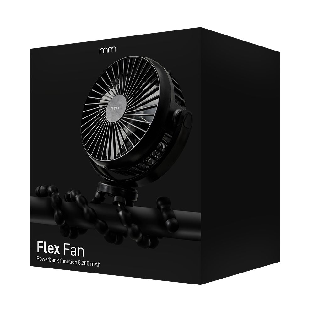 Flex Fan – Φορητός Ανεμιστήρας με Ενσωματωμένο Power Bank και Ευέλικτη Βάση