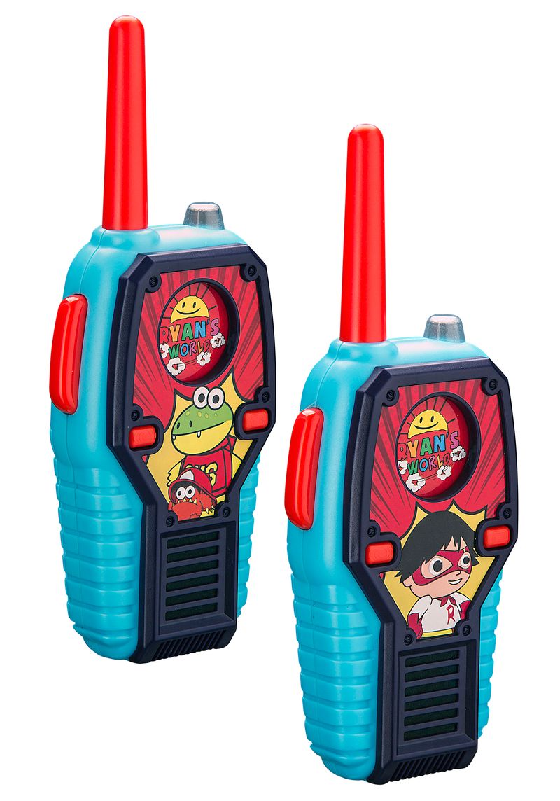 eKids Ryan's World Walkie Talkies για παιδιά & ενήλικες με ενσωματωμένο μεγάφωνο και εμβέλεια 150 μέτρων (RW-212) (Μπλε/Κόκκινο/Θαλασσί)