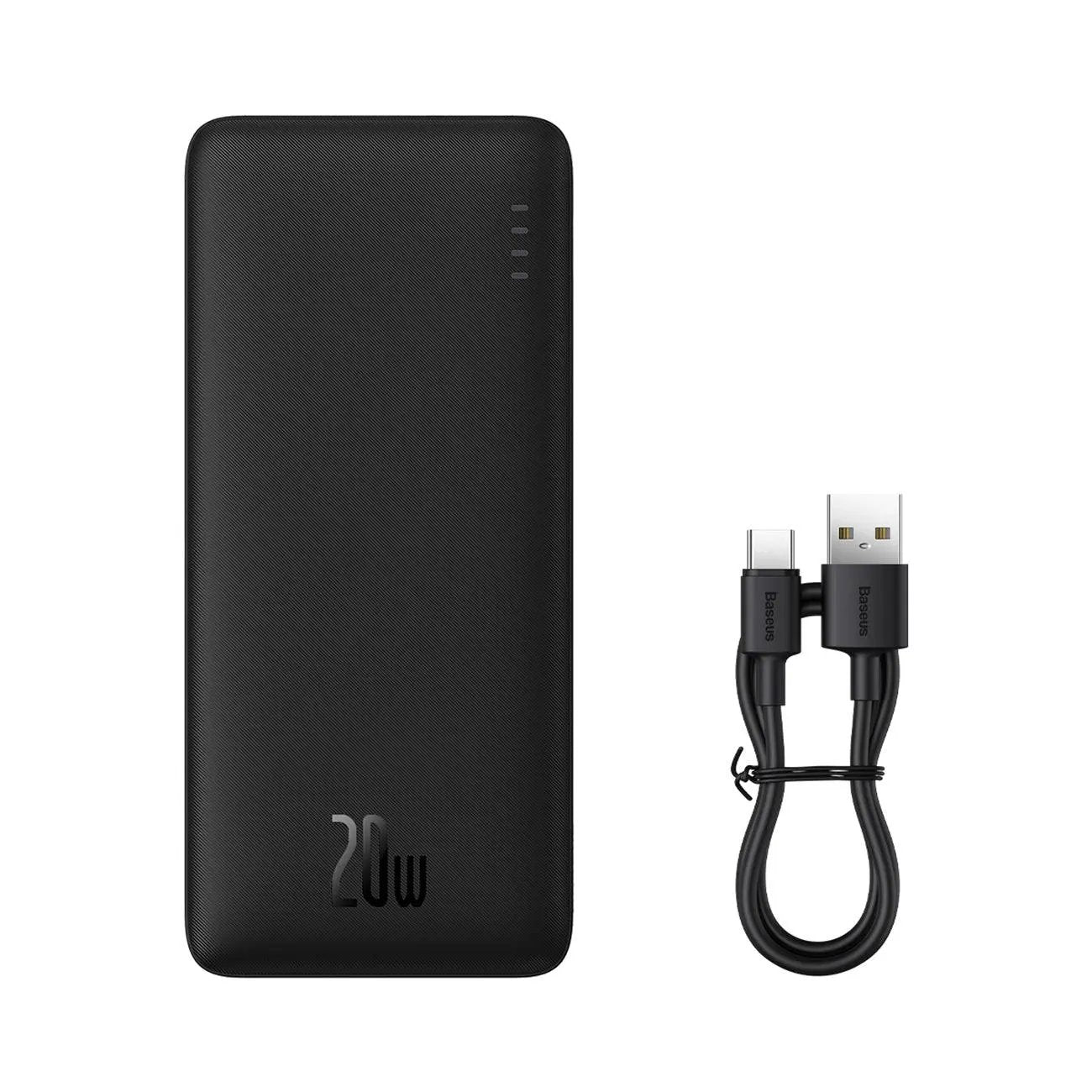 Baseus Airpow 20w 10000mah Power Bank With Baseus Simple Series Usb-a για Usb-c 30cm Cable για Black – PhoneBazaar