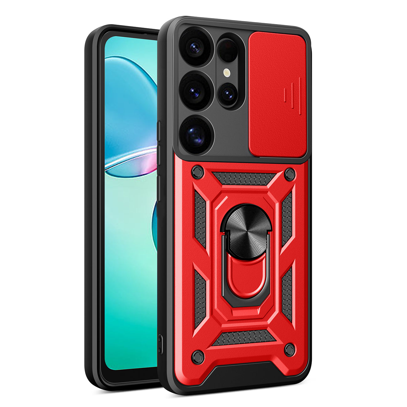 Υβριδική Θωρακισμένη Camshield Με Κάμερα Κάλυμμα And Μεταλλικό Δαχτυλιδι Για Samsung Galaxy S25 Ultra για Red – PhoneBazaar